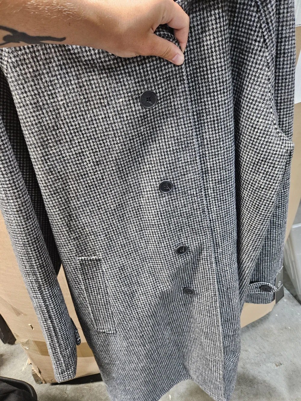 Haggar Men's Gray Houndstooth Trench Coat